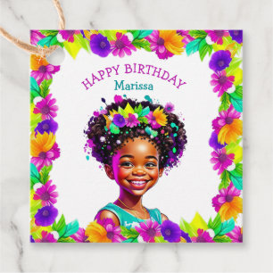 Étiquettes Cadeau Fête d'anniversaire Fille afro-américaine personna