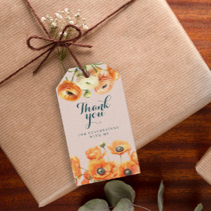 Étiquettes-cadeau Fête d'anniversaire florale de jardin rose orange 