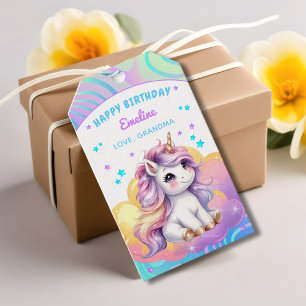 Étiquettes-cadeau Fête d'anniversaire licorne pailletée magique