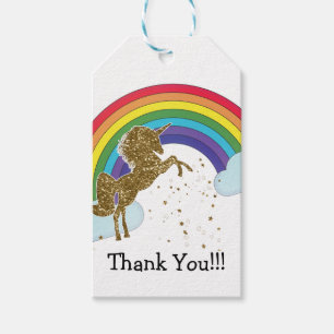 Étiquettes-cadeau Fête d'anniversaire Licorne Rétro Arc-en-Ciel et É