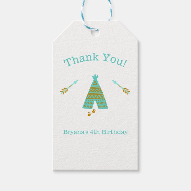 Étiquettes-cadeau Fête d'anniversaire moderne turquoise sarcelle et  (Devant)
