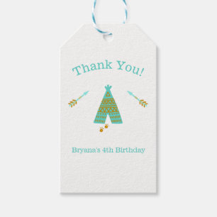 Étiquettes-cadeau Fête d'anniversaire moderne Turquoise sarcelle & o