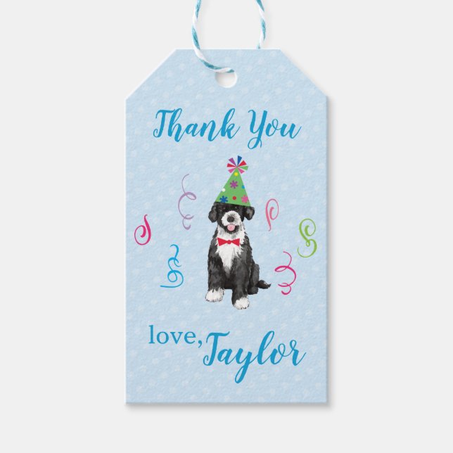 Étiquettes-cadeau Fête d'anniversaire Portugais de l'eau Chien Merci (Devant)