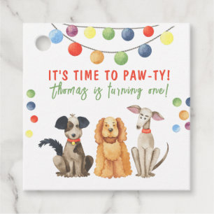 Étiquettes Cadeau Fête d'anniversaire premier chien aquarelle