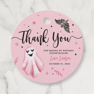 Étiquettes Cadeau Fête d'anniversaire rose d'Halloween éffrayant