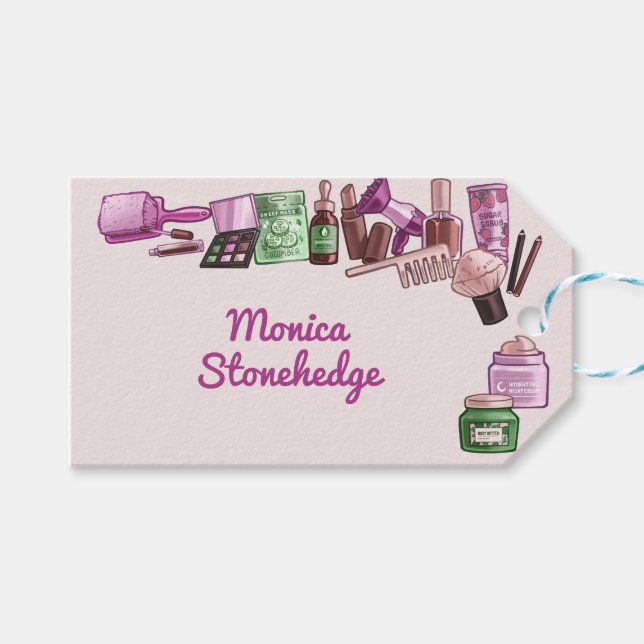 Étiquettes-cadeau Fête d'anniversaire spa de beauté (Devant (Horizontal))
