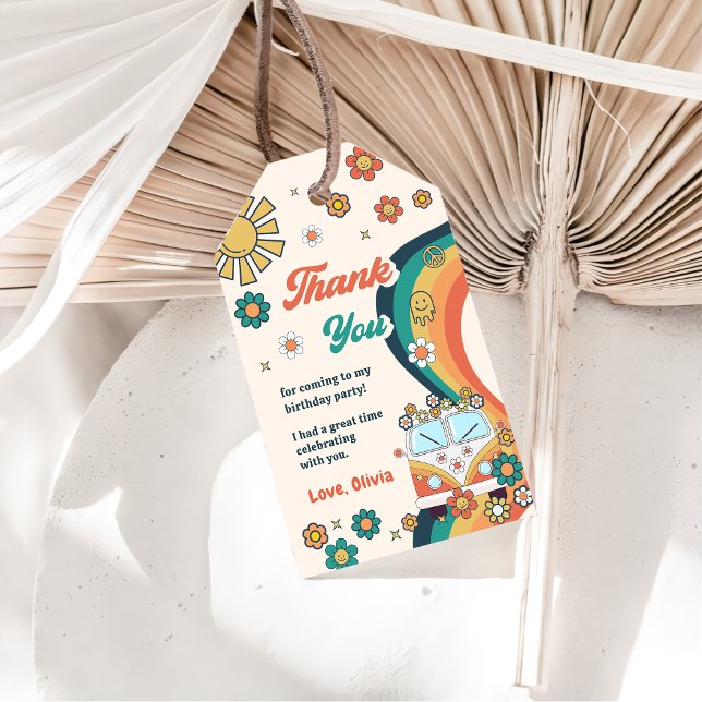 Étiquettes-cadeau Fête d'anniversaire super Retro Rainbow (Créateur téléchargé)