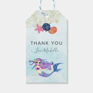 Étiquettes-cadeau Fête d'anniversaire sur le thème de la Sirène aux 