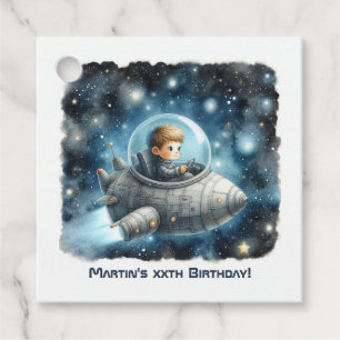 Étiquettes Cadeau Fête d'anniversaire Thème Espace Bébé Fusée