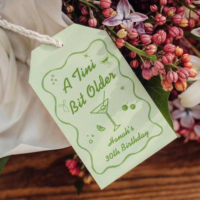 Étiquettes-cadeau Fête d'anniversaire thème Martini Un peu plus âgée (Créateur téléchargé)