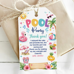 Étiquettes-cadeau Fête d'anniversaire Tropical Splish Splash Piscine