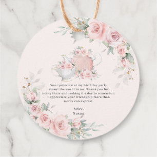 Étiquettes Cadeau Fête d'anniversaire vintage Blush Floral High Tea