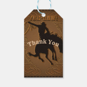 Étiquettes-cadeau Fête d'anniversaire Western Cowboy de l'Ouest sauv