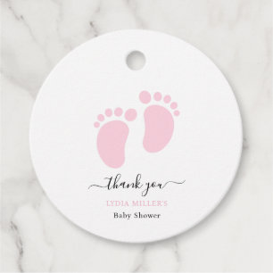 Étiquettes Cadeau Fête de Baby Shower aux Petits Pieds Roses Bébé Fi