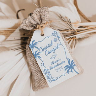 Étiquettes-cadeau Fête de Bachelorette Cowgirl Côtière Bleue