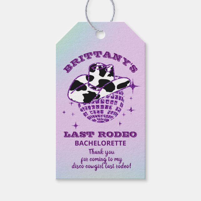 Étiquettes-cadeau Fête de Bachelorette Cowgirl Disco Rétro (Devant)
