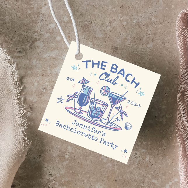 Étiquettes Cadeau Fête de Bachelorette de Cocktail de Plage Whimsiqu (Créateur téléchargé)