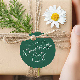 Étiquettes Cadeau Fête de Bachelorette Personnalisée Émeraude Verte