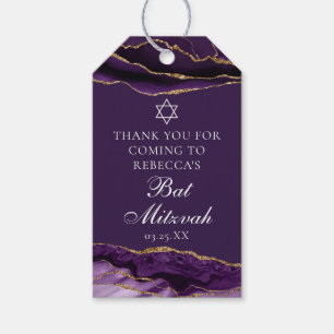Étiquettes-cadeau Fête de Bat Mitzvah violette personnalisée chic
