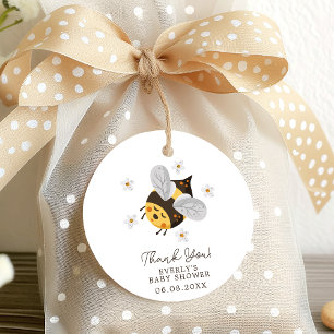 Étiquettes Cadeau Fête de bébé abeille bourdon fleur de marguerite
