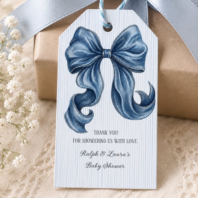 Étiquettes-cadeau Fête de bébé au thème de jeans bleus (Créateur téléchargé)