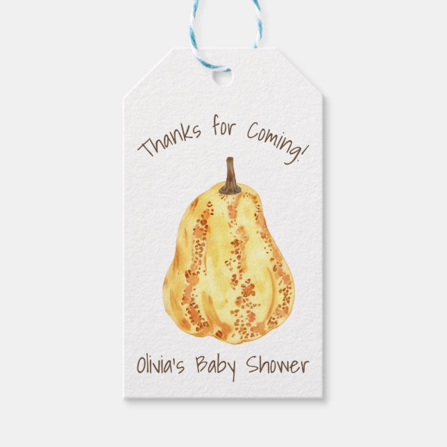 Étiquettes-cadeau Fête de Bébé Citrouille Automne (Devant)