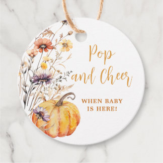Étiquettes Cadeau Fête de bébé Citrouille d'Automne Pop et Acclamati