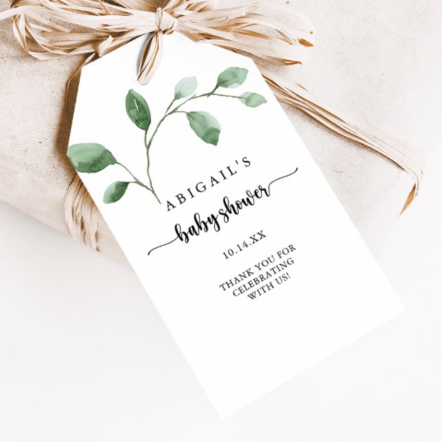 Étiquettes-cadeau Fête de bébé Eucalyptus Délice Vert (Créateur téléchargé)