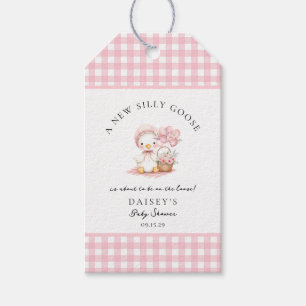 Étiquettes-cadeau Fête de bébé fille aquarelle Oie Folle 