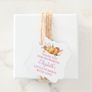 Étiquettes Cadeau Fête de Bébé Fille Petite Citrouille Personnalisée
