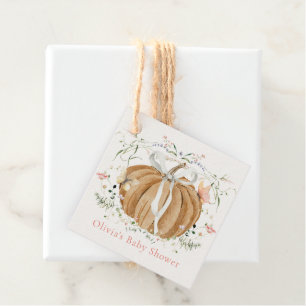Étiquettes Cadeau Fête de Bébé Fleurs Sauvages Papillons Citrouille