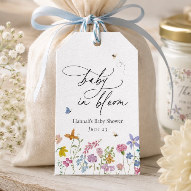 Étiquettes-cadeau Fête de bébé florale Baby in Bloom (Créateur téléchargé)