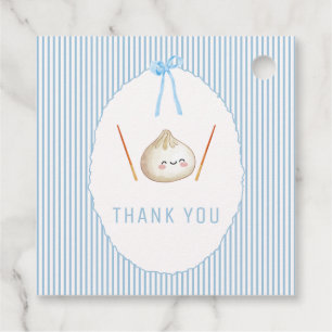 Étiquettes Cadeau Fête de bébé garçon Kawaii bleu Dumpling asiatique