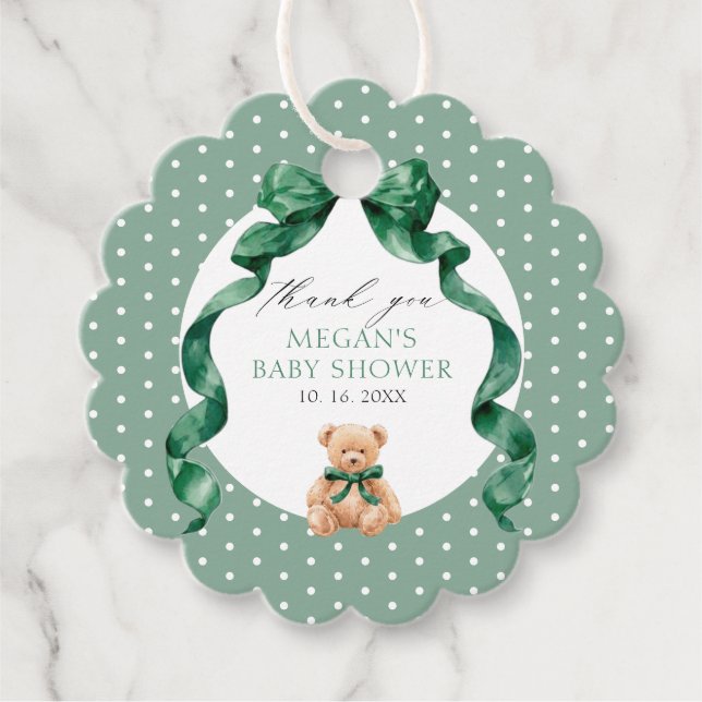 Étiquettes Cadeau Fête de bébé garçon Ourson  (Devant)
