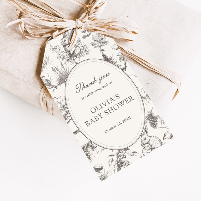 Étiquettes-cadeau Fête de Bébé Impression Générale Esquisse de Bois (Créateur téléchargé)