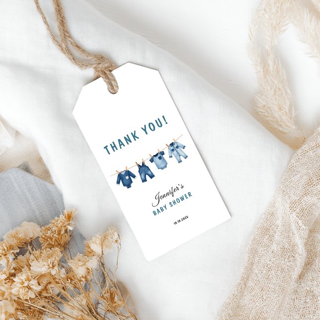 Étiquettes-cadeau Fête de Bébé Jean Bleu - Thème Denim (blue jean favor tag)
