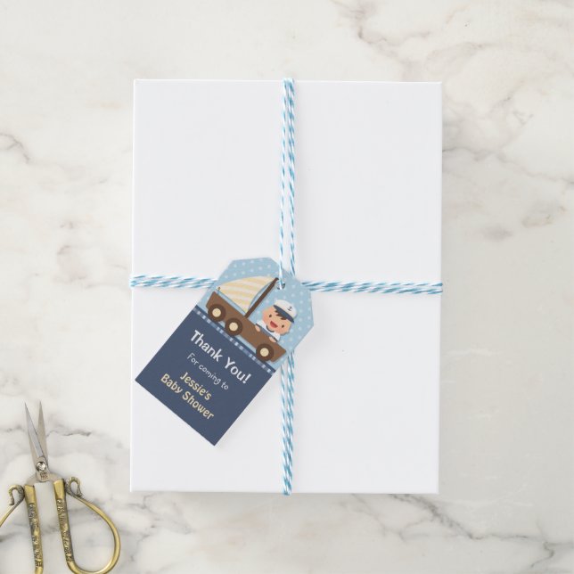 Étiquettes-cadeau Fête de Bébé Marin Bébé Shower (Avec de laficelle)