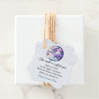 Étiquettes Cadeau Fête de bébé moderne garçon au-dessus de la lune