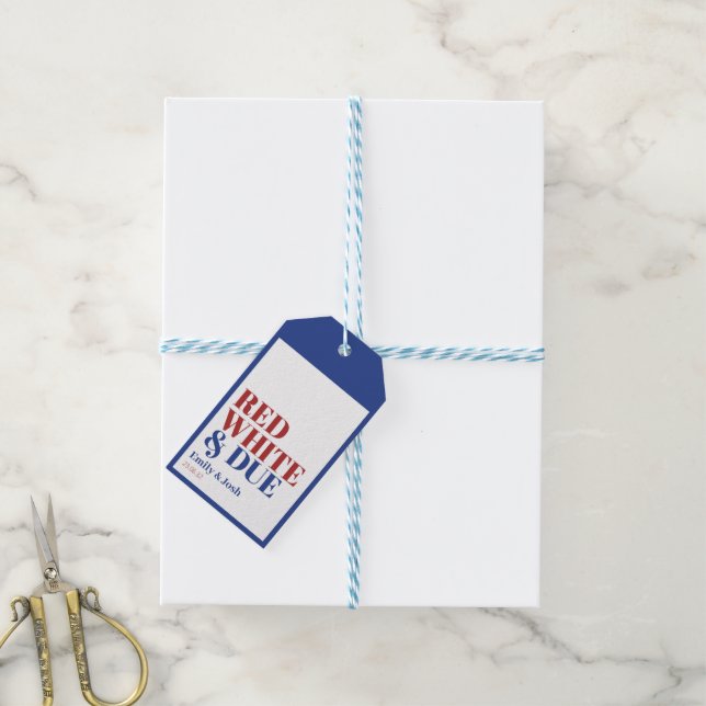 Étiquettes-cadeau Fête de bébé Rouge Blanc et Prévu pour le 4 juille (Avec de laficelle)