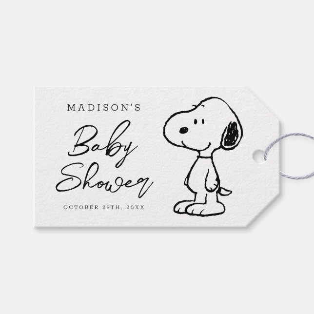 Étiquettes-cadeau Fête de bébé Snoopy et ballons (Devant (Horizontal))