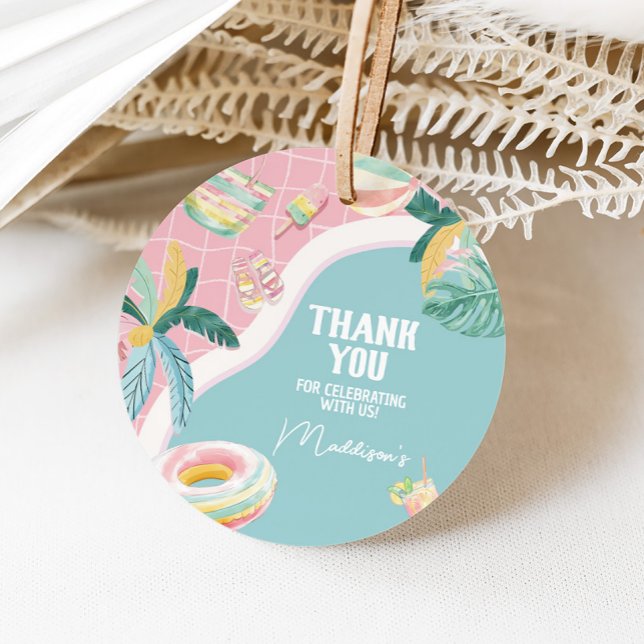Étiquettes Cadeau Fête de billard Fête d'anniversaire (Pool Party Birthday Party Round Favor Tags)