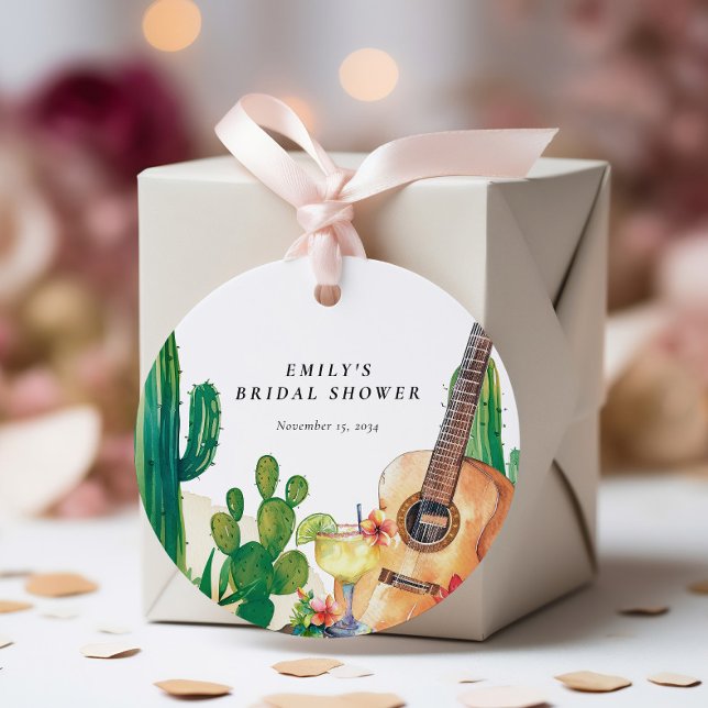 Étiquettes Cadeau Fête de Cactus Floral Shower de Mariée (Créateur téléchargé)