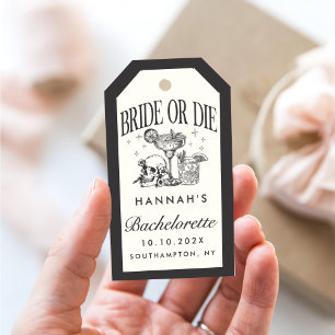 Étiquettes-cadeau Fête De Cocktail De Mariée Ou De Mort Sur Mesure