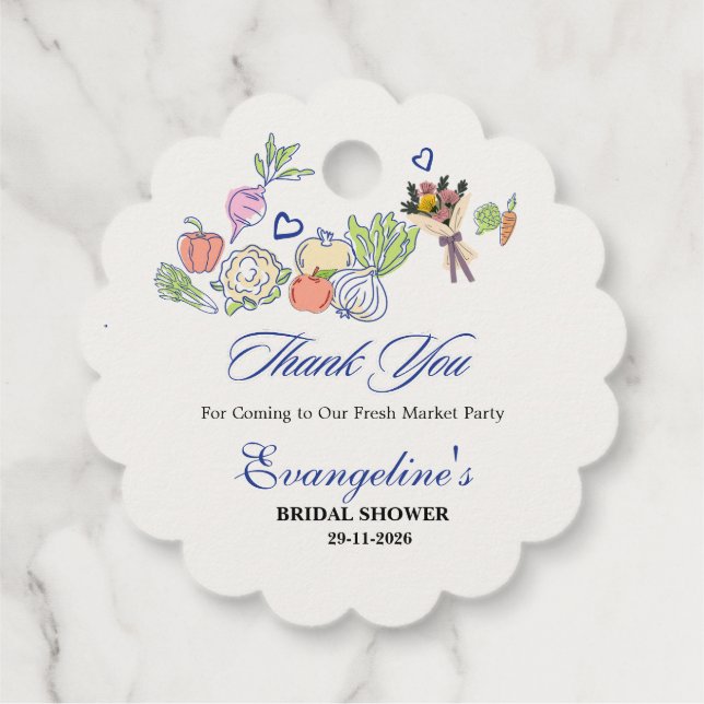 Étiquettes Cadeau Fête de douche de mariée Fresh Off the Market Merc (Dos)