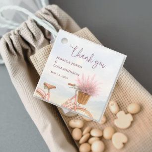 Étiquettes Cadeau Fête de fiançailles au thème de vélos vintage flor
