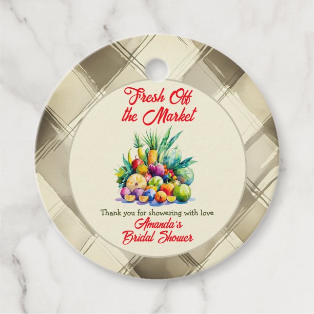 Étiquettes Cadeau Fête de fiançailles aux fruits rustiques frais du  (Devant)