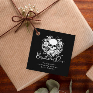 Étiquettes Cadeau Fête de Fiançailles Crâne Noir Floral Merci