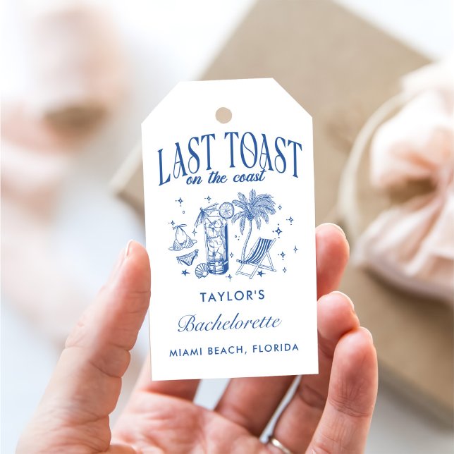 Étiquettes-cadeau Fête de Fiançailles de la Côte Moderne Cocktail Pa (Créateur téléchargé)