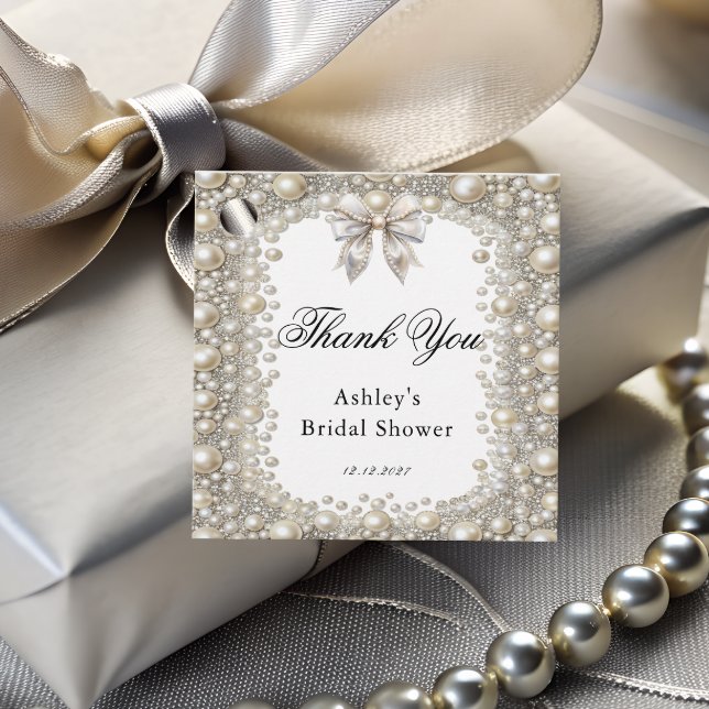 Étiquettes Cadeau Fête de Fiançailles Diamants et Perles (Créateur téléchargé)