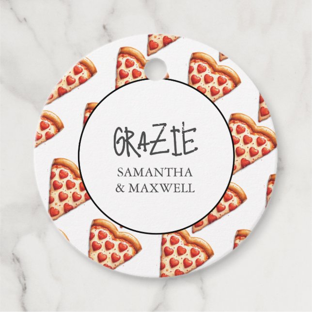 Étiquettes Cadeau Fête de fiançailles pour une pizza italienne (Devant)
